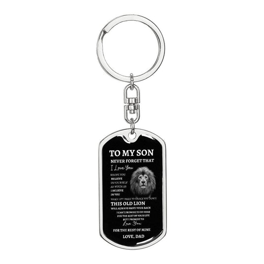 To My Son Love Dad Dog Tag Swivel Key Chain