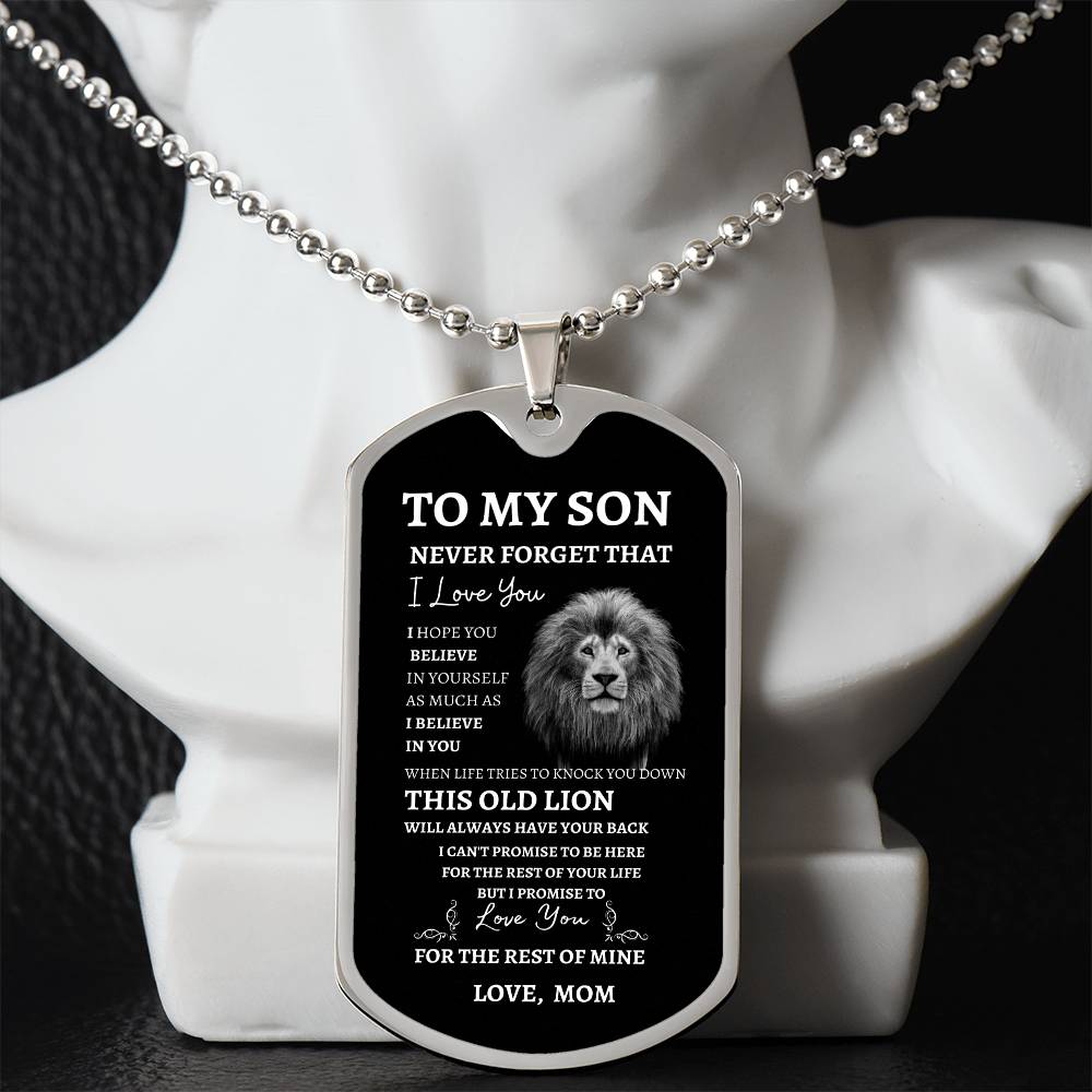 To My Son Love Mom - Dog Tag Necklace