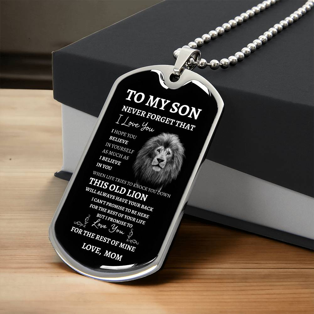 To My Son Love Mom - Dog Tag Necklace