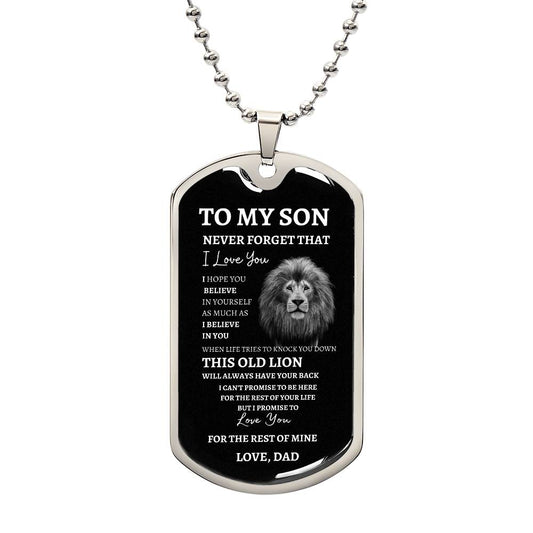 To My Son Dog Tag Necklace Love Dad