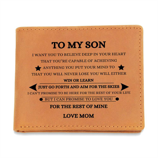 To My Son Love Mom Leather Wallet