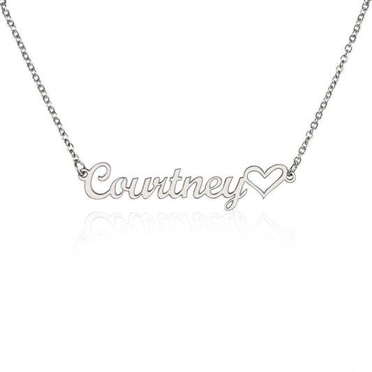 Personalized Custom Signature Style Name Necklace Plus Heart