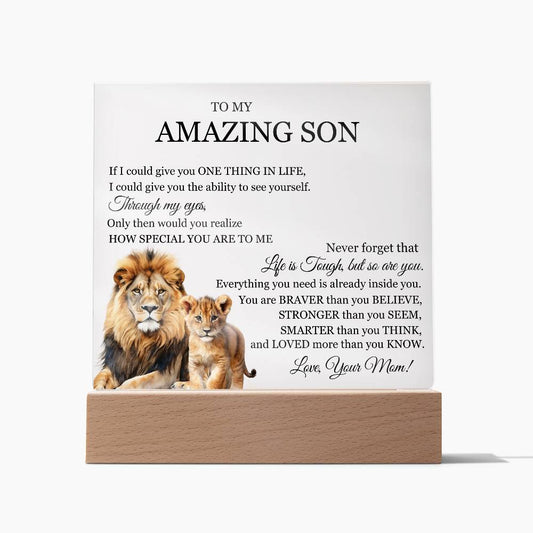 To My Amazing Son Square Acrylic Plaque Love Mom