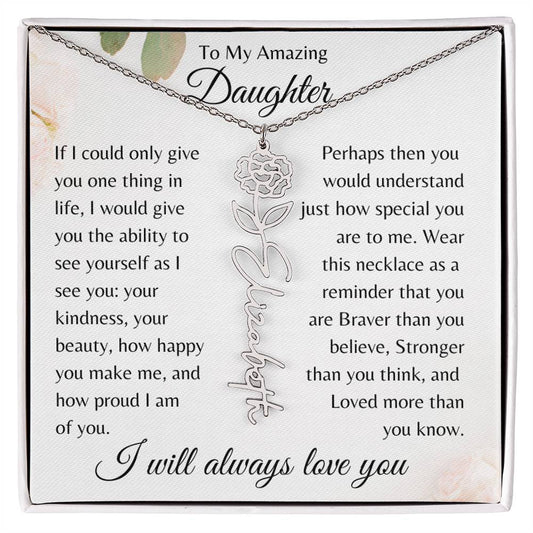 Personalized Flower Name Necklace For Daughter