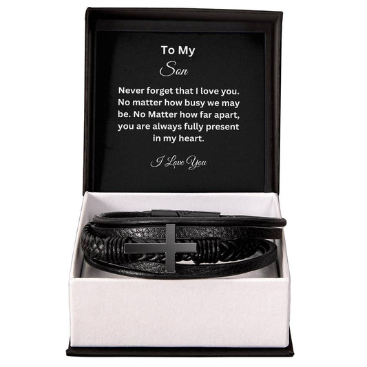 To My Son Men's Cross Bracelet