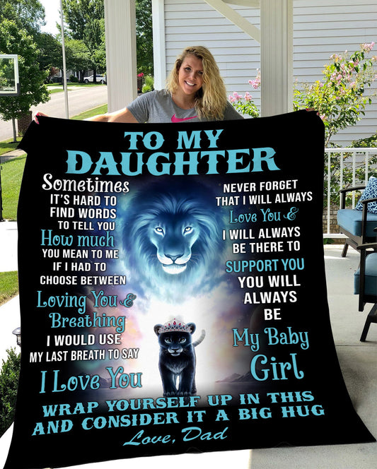 To My Daughter Crown Lion Blanket - From Dad