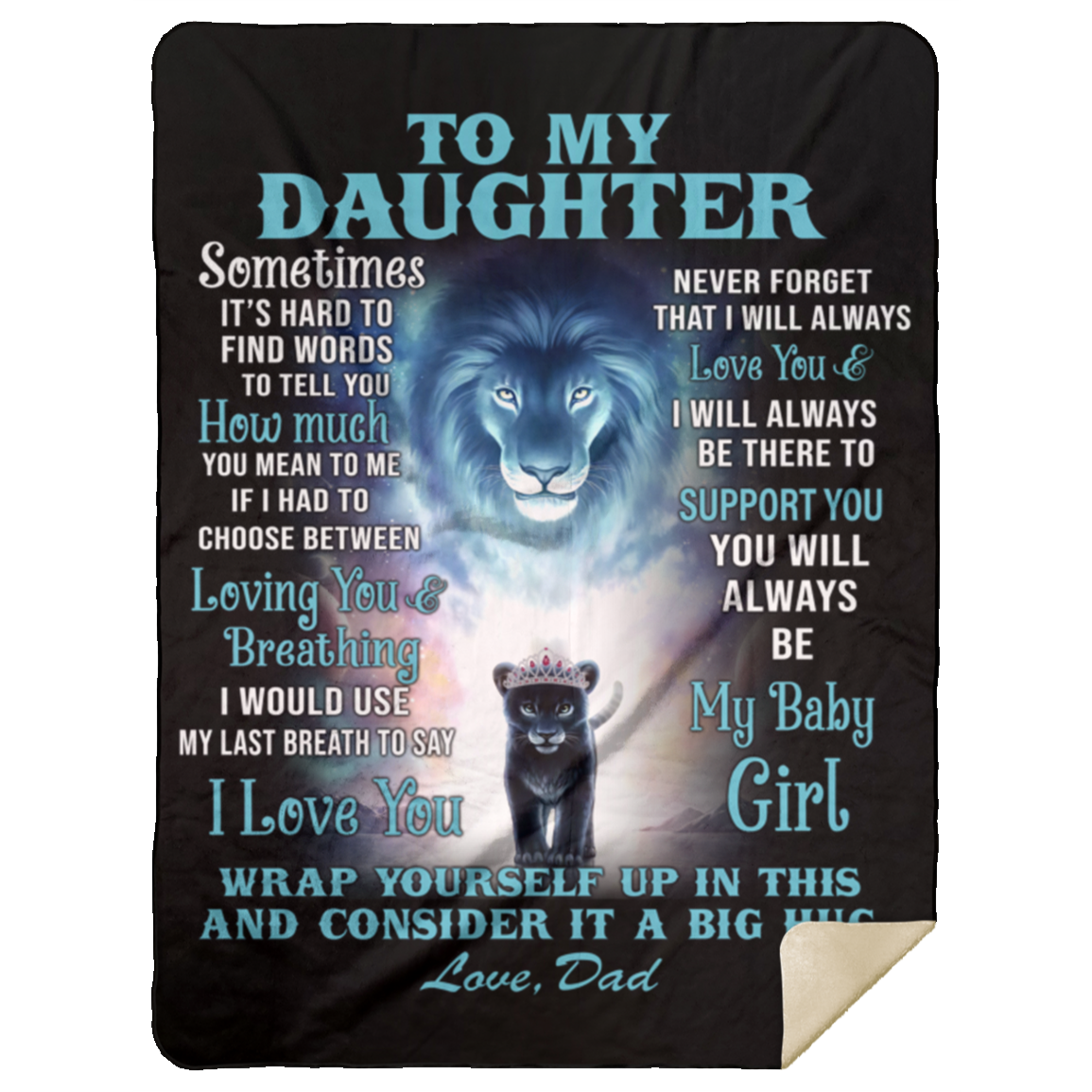 To My Daughter Crown Lion Blanket - From Dad