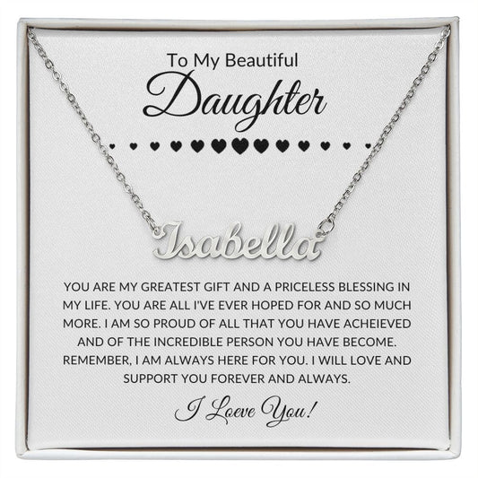 To My Beautiful Daughter - Custom Name Necklace - Gift For Daughter